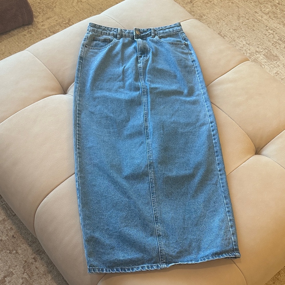 Blue Denim Maxi Skirt